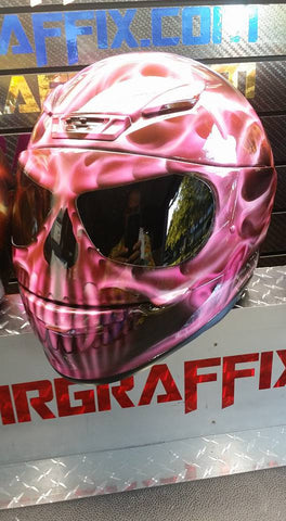 Pink True Fire Flaming Skull