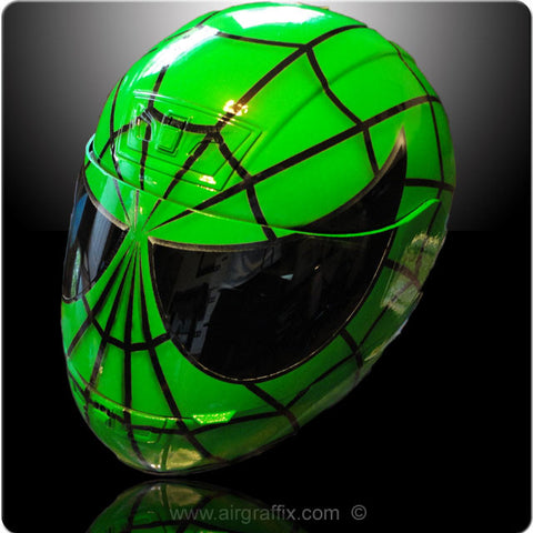 Green Spiderman Helmet Custom painted