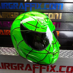 Green Spiderman Helmet Custom painted