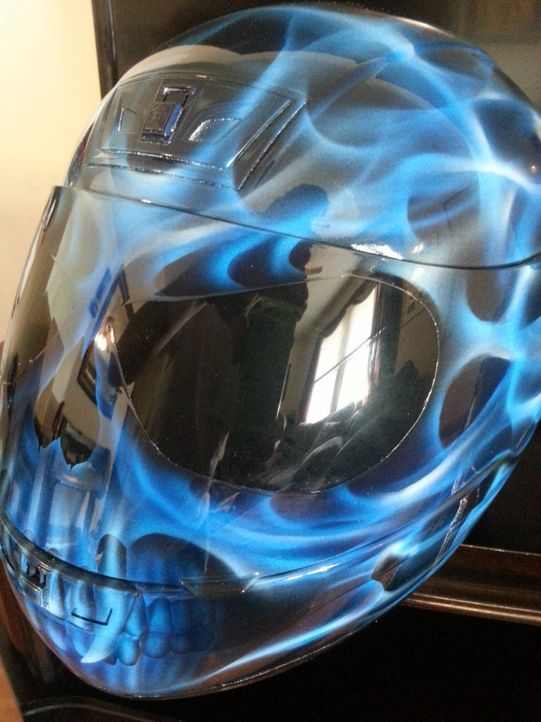 Blue Flaming Skull