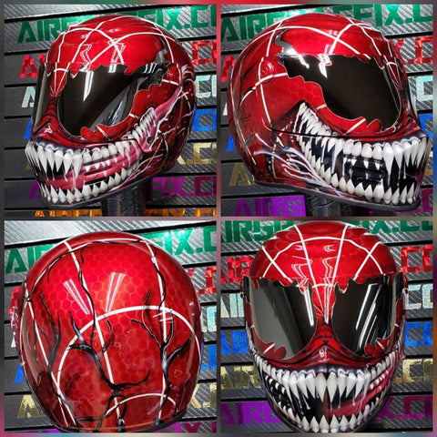 Carnage Spiderman Mutation on Simpson Outlaw Bandit Helmet Limited Edition