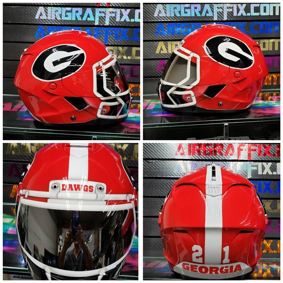 Georgia Bulldogs Custom Painted Airgraffix Motorcycle Helmet